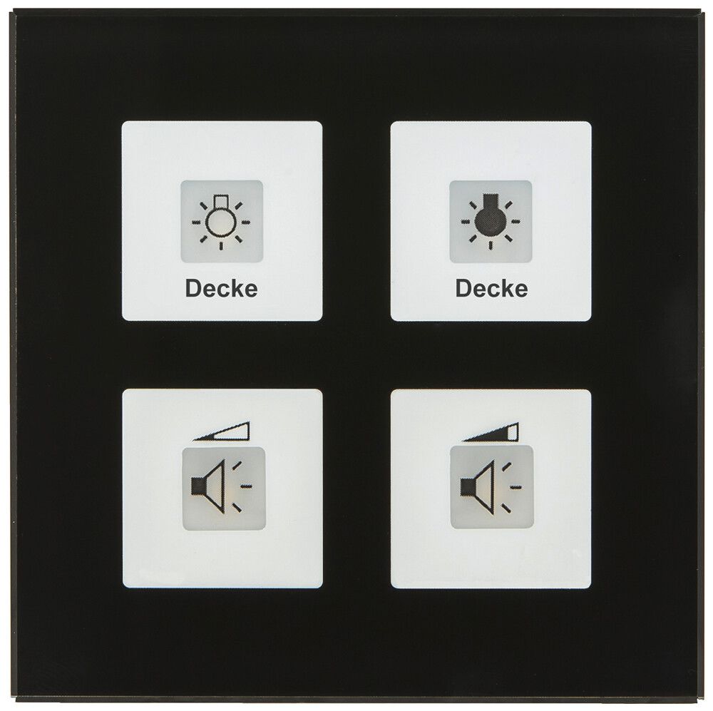 Pulsante KNX INC MDT BE-GTT4S.01 4t/4a LED temp.vetro nero