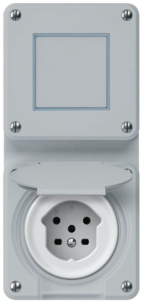 UP-Kombination robusto Wechselschalter Steckdose T15 86×146mm grau