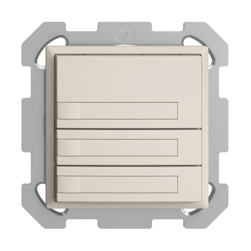 UP-KNX-Taster RGB EDUE, 250mW, o.LED, m.Papiereinlage, 3×Taste, 1×Tastenb. crema