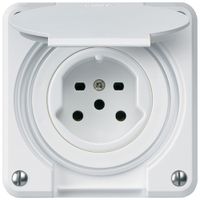 Steckdose HA robusto Typ 15 mit Steckklemmen mit Klappdeckel weiss