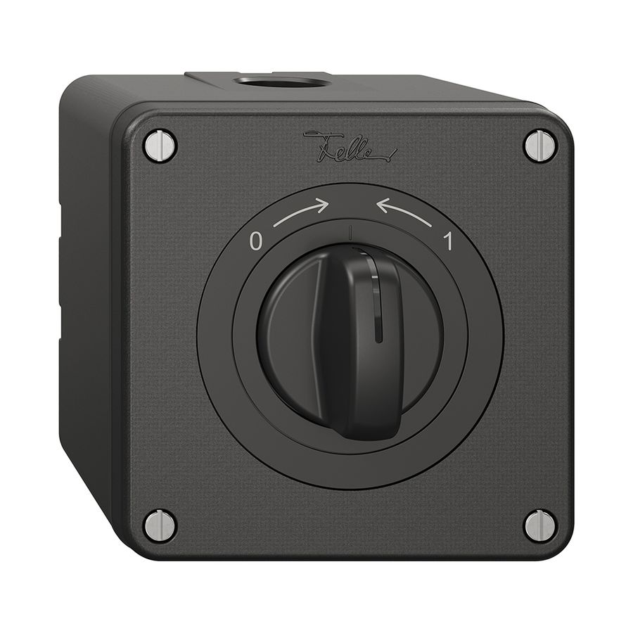 NAP-Schwenktaster NEVO, mit Drehgriff, KS, 0<->1, schwarz