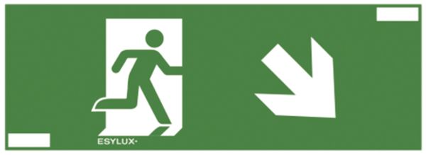 Feuille avec pictogramme ESYLUX pour SLX 24 Flat 24m flèche vers le bas droite