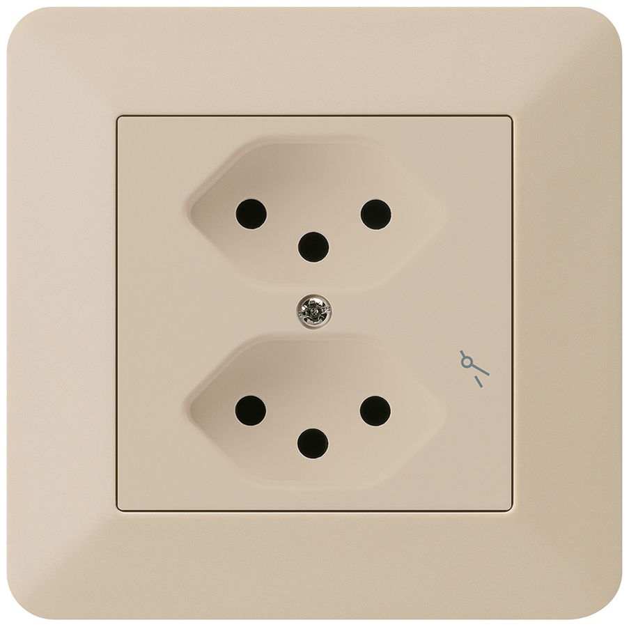 UP-Steckdose kallysto.trend 2×T13/1 beige mit Kinderschutz