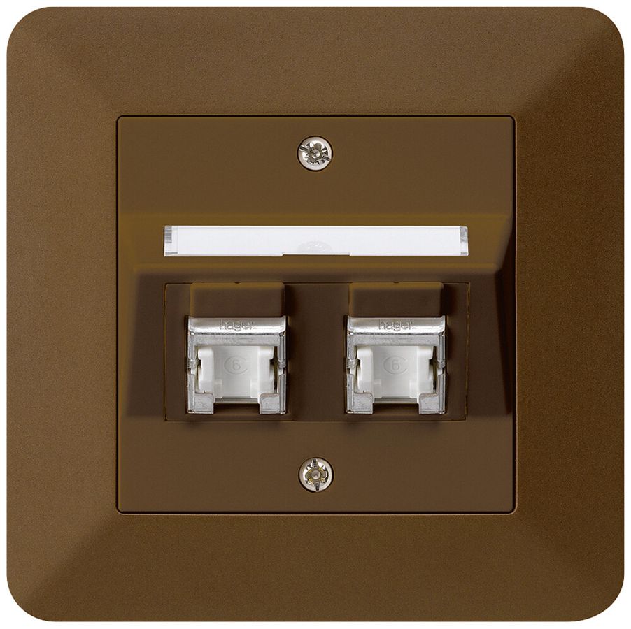 Kit di montaggio INC kallysto.trend C cat.6 2RJ45/s marrone