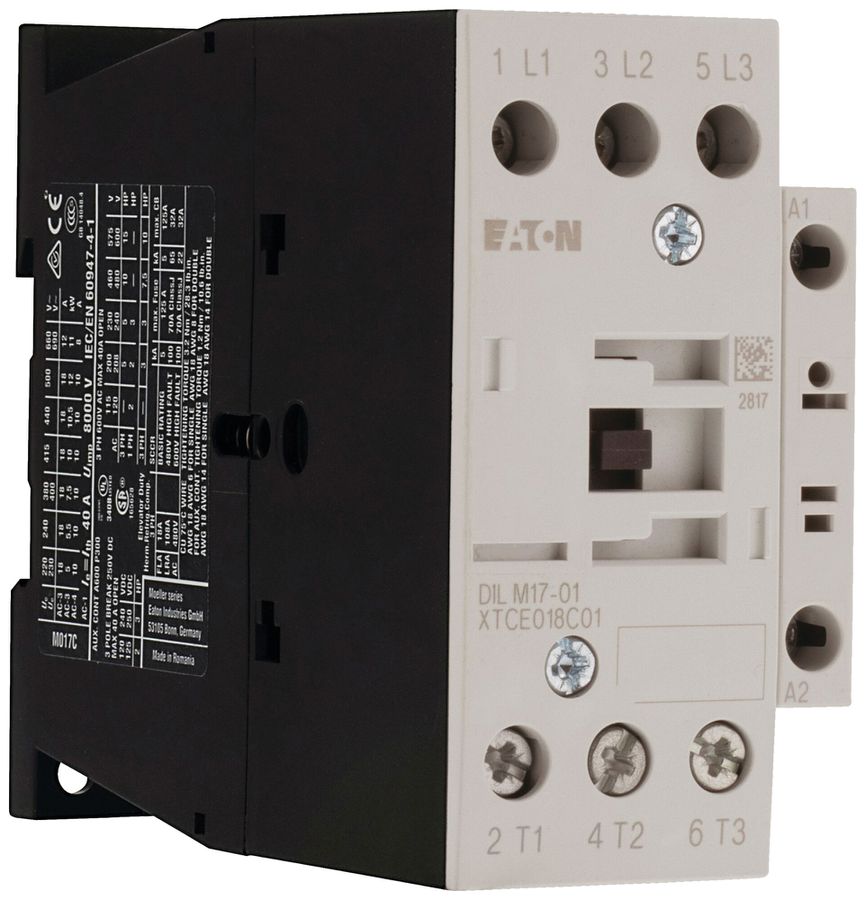 Contattore di potenza Eaton DILM17-01 24V AC 3NO 40A 18A 7.5kW 4.5kW 24…690V