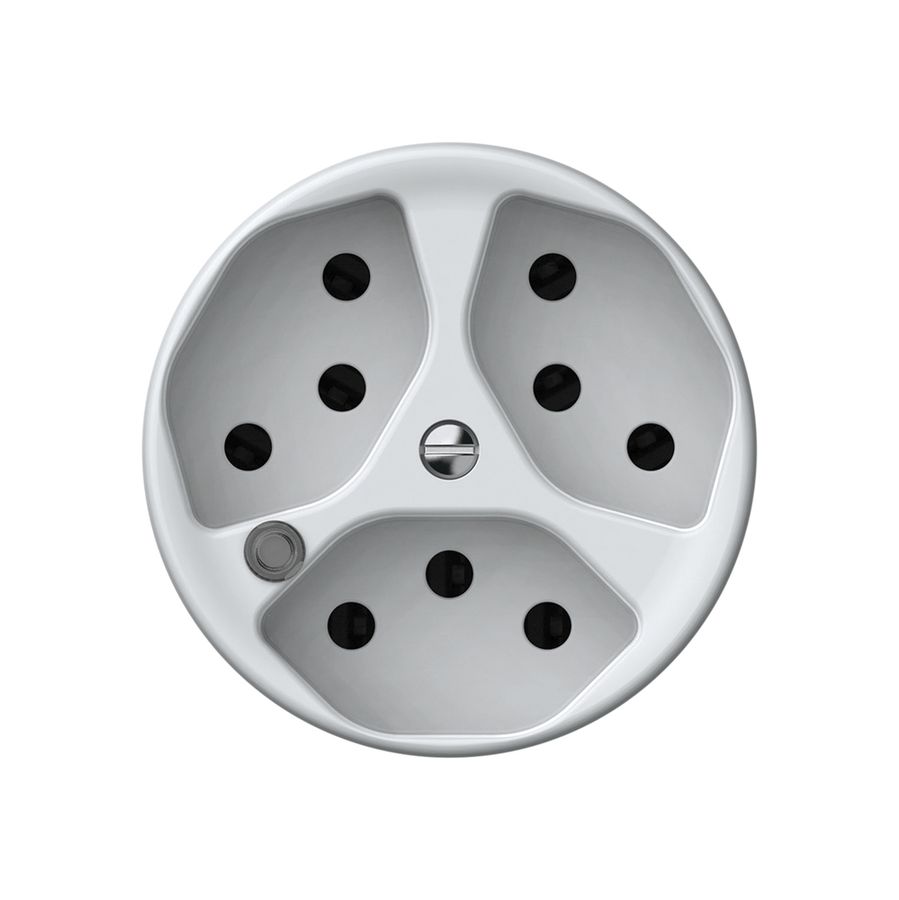 Steckdose origin 3×Typ 13 bel.grün 10A 230V 60×60mm weiss