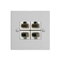 Einsatz zu UP-Anschlussdose 4×RJ45/u 4P getr. EDIZIOdue hellgrau ITplus