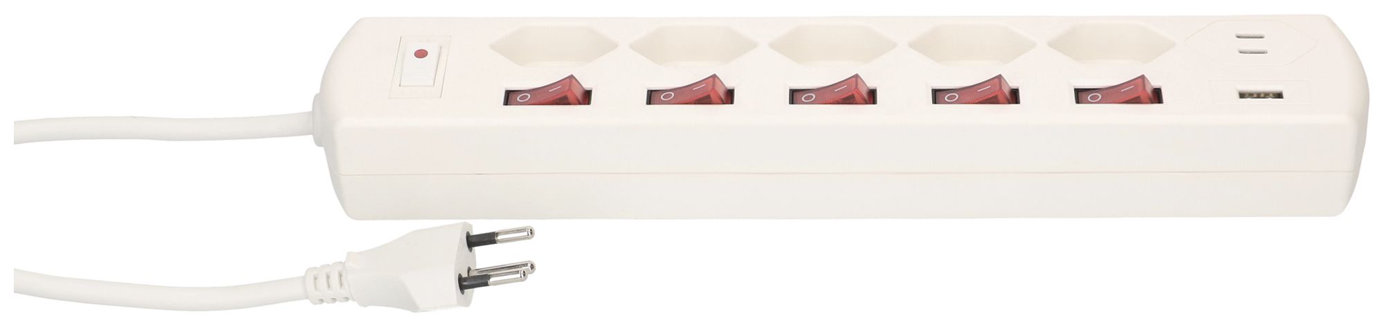 Prise multiple MAX HAURI Multi-Switch 10A 6×interrupt. 5×T13 1×USB-A 2×USB-C bc