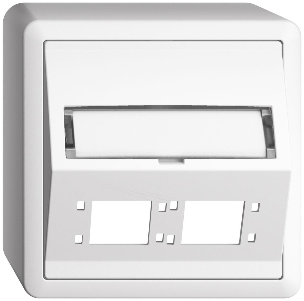 Kit montage AP EDIZIOdue FX sortie oblique 2×R&M cat.6A/LC spécial, blanc