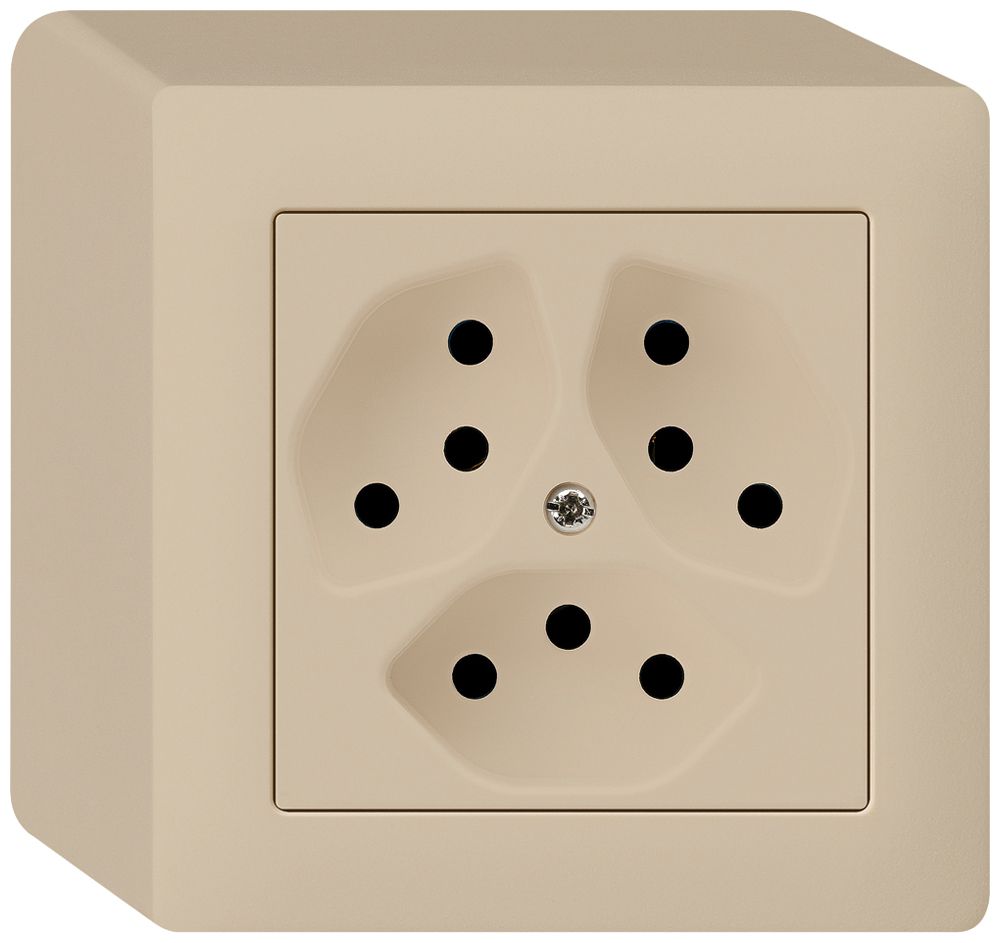 AP-Steckdose kallysto 3×T13 beige mit Kinderschutz