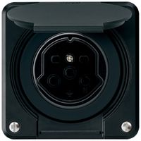 UP-Steckdose HA robusto Typ 15 mit Steckklemmen mit Klappdeckel schwarz