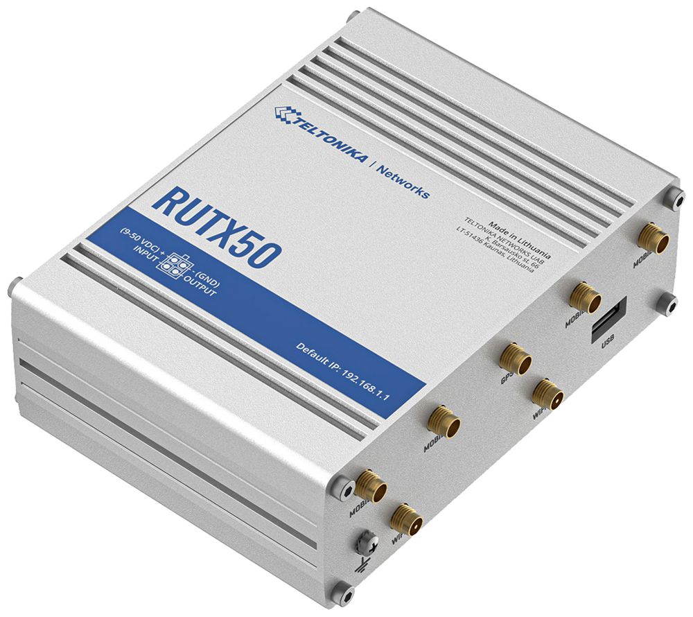 Router Teltonika RUTX50 5G 1×WAN 4×LAN WLAN 2.4GHz IPv4/IPv6 USB
