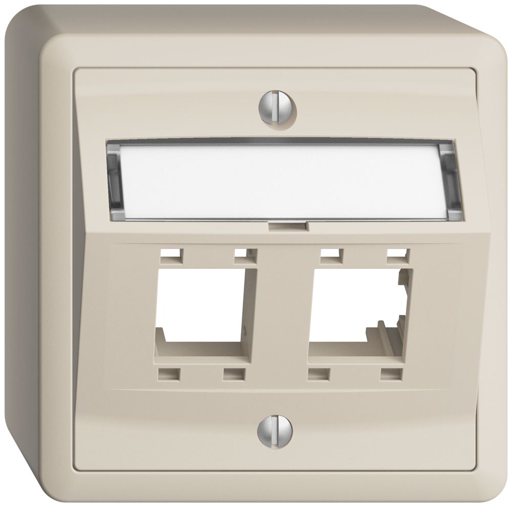 Kit de montage AP EDIZIOdue, avec capot de sortie oblique, pour 2×RJ45, crema