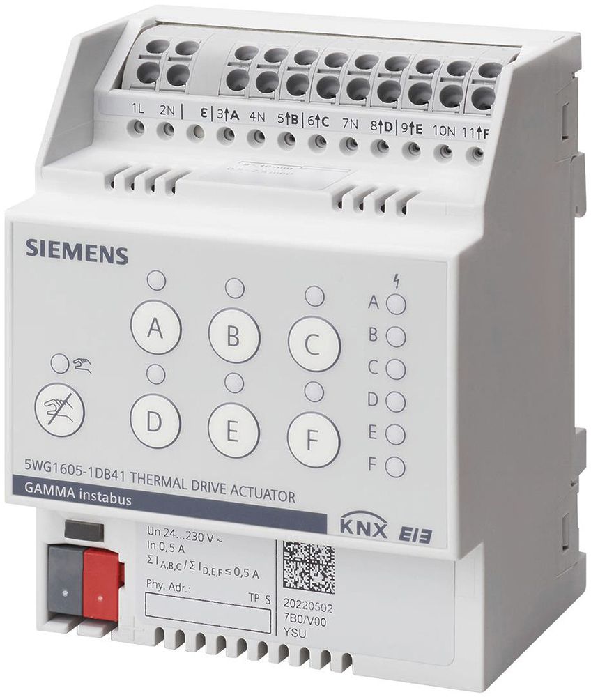 Actionneur de chauffage KNX AMD Siemens N 605D41, 6-fois 24…230VAC 0.5A, 4UM