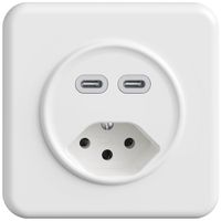 UP-Steckdose USB 2×Typ C + Typ 13 Feller STANDARDdue QMI 230V 3000mA weiss