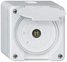 AP-Steckschlüsselschalter robusto IP55 mit Klappdeckel S5/1P weiss Vierkant