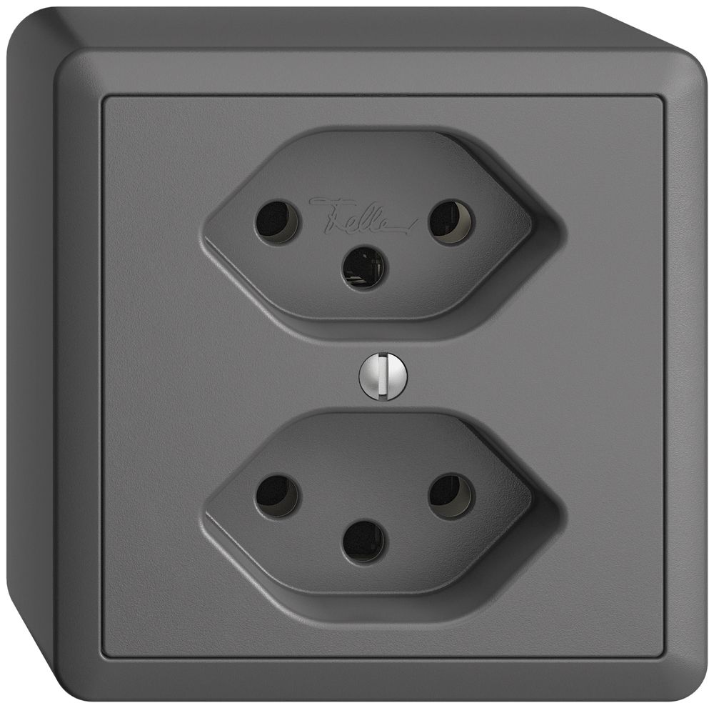 AP-Steckdose EDIZIOdue 2×T13 dunkelgrau