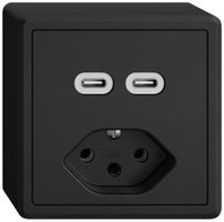 AP-USB-Ladesteckdose EDIZIO.liv SNAPFIX® USB C+C/T13 3A 230VAC sz