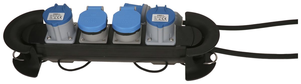 Prise multiple MAX HAURI Construct Line 5m 2×T23 2×CEE16 IP55 90° schwarz