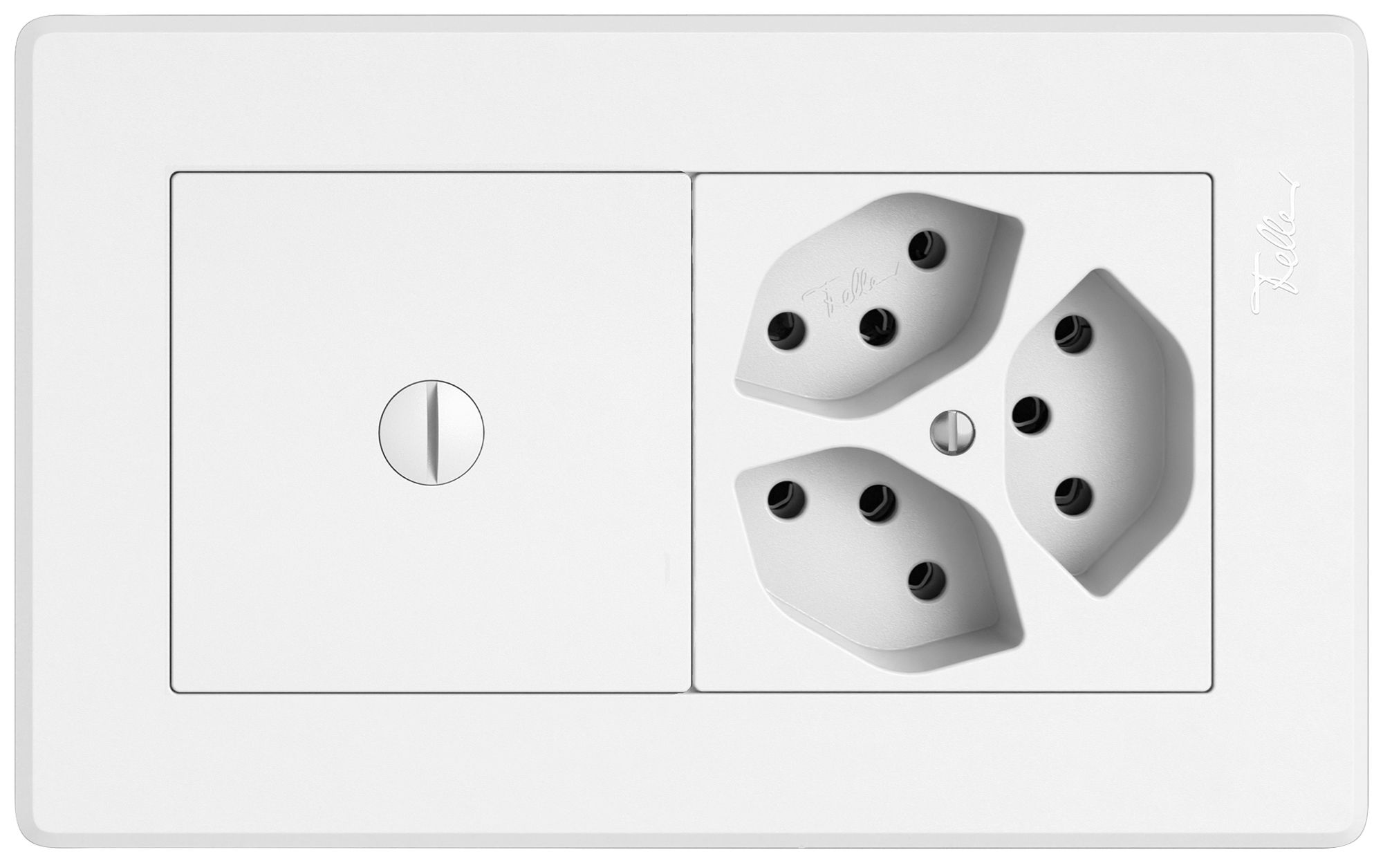 UP-Kombination EDIZIO.liv SNAPFIX® 1×2 96×156mm blind+3×T13S weiss