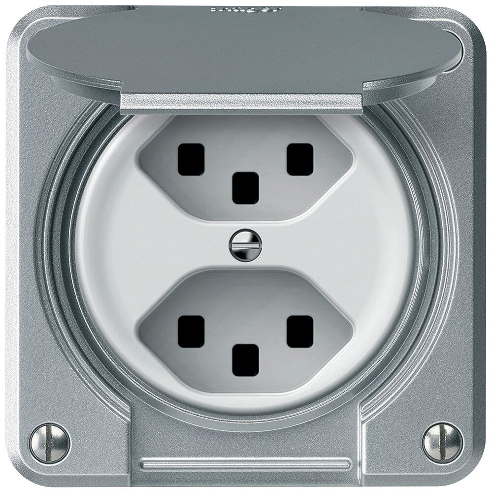 UP-Steckdose robusto 2×T23 16A 250V 86×86mm IP21 Aluminium