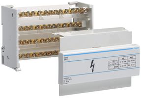 Messingschienenverteiler Hager 125A 4P 2.5…35mm² 129×86×44mm