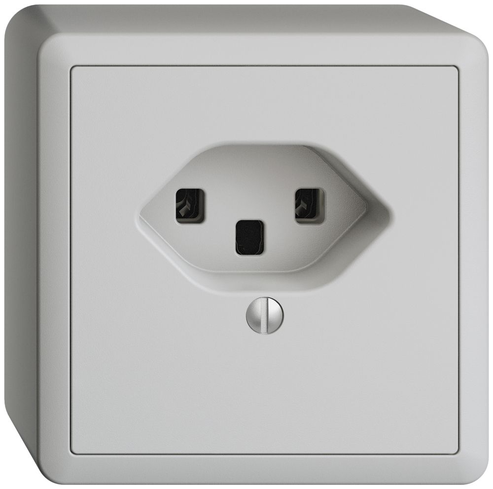 AP-Steckdose EDIZIOdue T23 16A hellgrau, Schraubklemmen