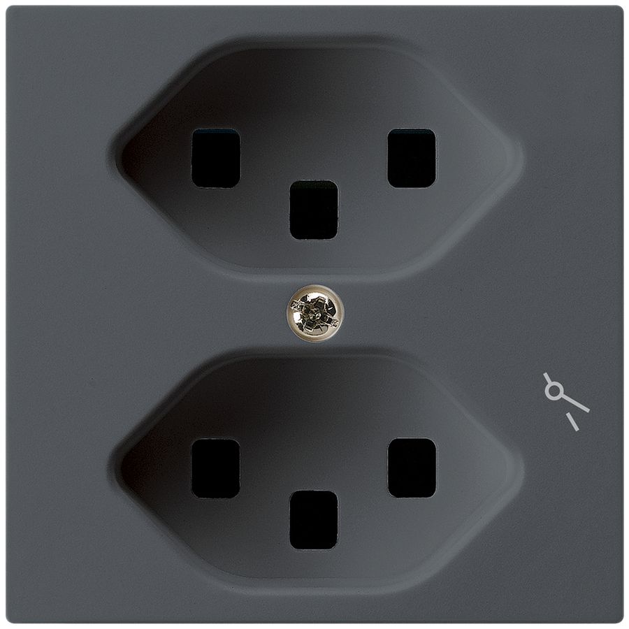 Steckdose Hager kallysto 2×T23 1×S A anthrazit