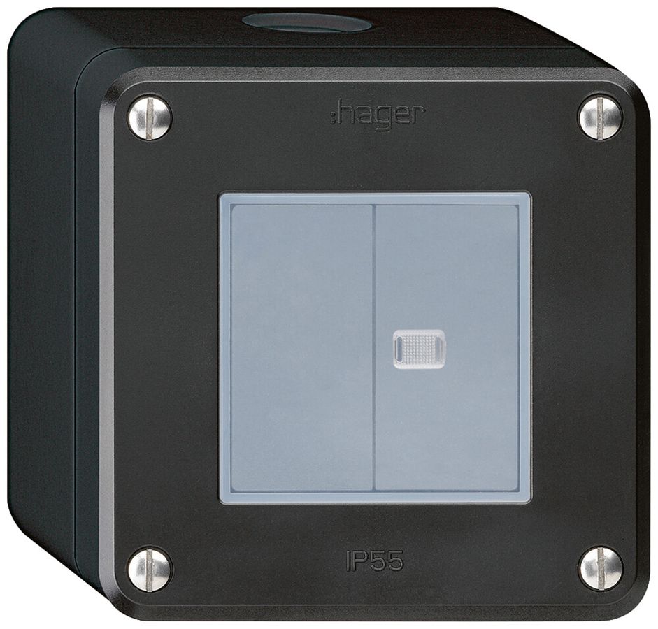 AP-Druckschalter robusto IP55 Schema 3/Drucktaster 1×beleuchtet schwarz