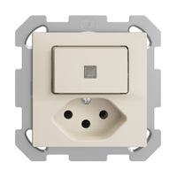 UP-Leuchtkombination A-R/1L+T13 crema, KS EDIZIOdue mit Linse, LED gelb