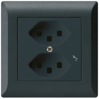 UP-Steckdose Hager kallysto.line 2×T23 1×S C schwarz