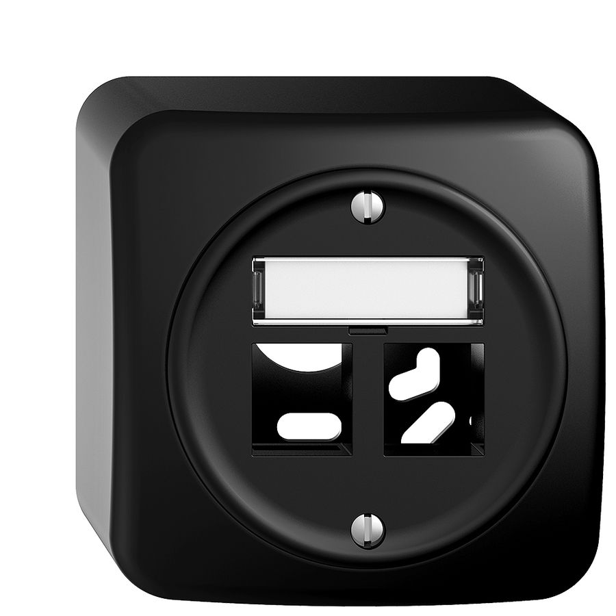 Kit montaggio AP Sdue, uscita dritta per 2×Keystone nero