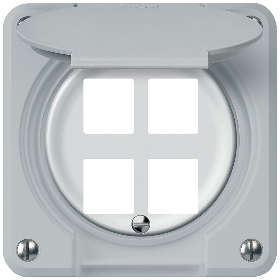 UP-Montageset robusto gerade für 4 Buchsen 86×86mm grau