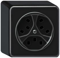 AP-Steckdose origin 3×Typ 23 16A 230V 88×88×54mm schwarz