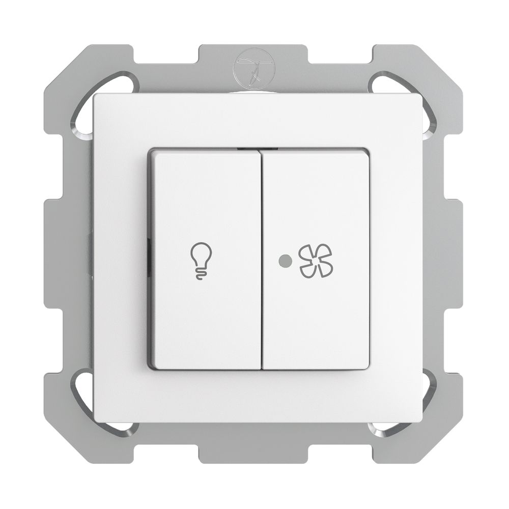 Interruttore INC per luce e ventilaz. EDIZIOdue bianco, LED giallo