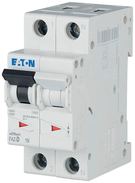 Leitungsschutzschalter Eaton FAZ-D10/1N 2P 230V D 10A 10kA 2TE