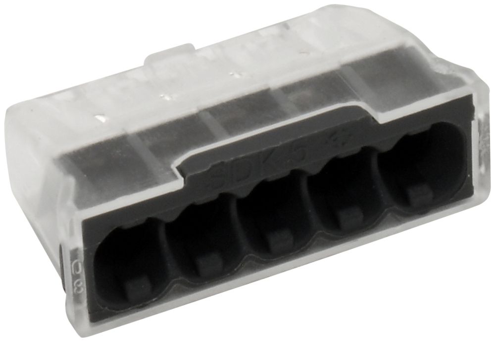 Borne de connexion Electro Terminal 5P 0.5…2.5mm² gris transparent