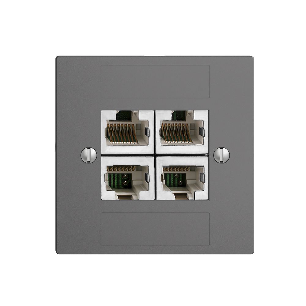 Einsatz zu UP-Anschlussdose 4×RJ45/s 4P getr. EDIZIOdue dunkelgrau ITplus