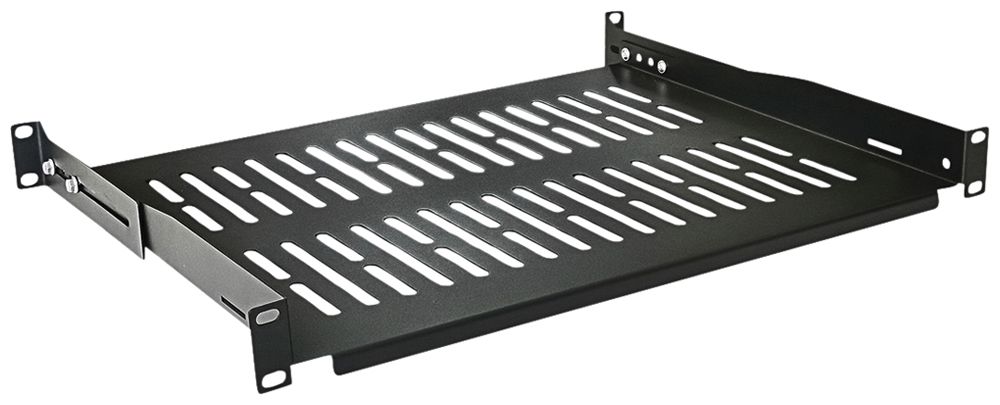 Support pour appareils 19" VALUE 1UH 440×350mm T=363…460mm max. 25kg acier noir