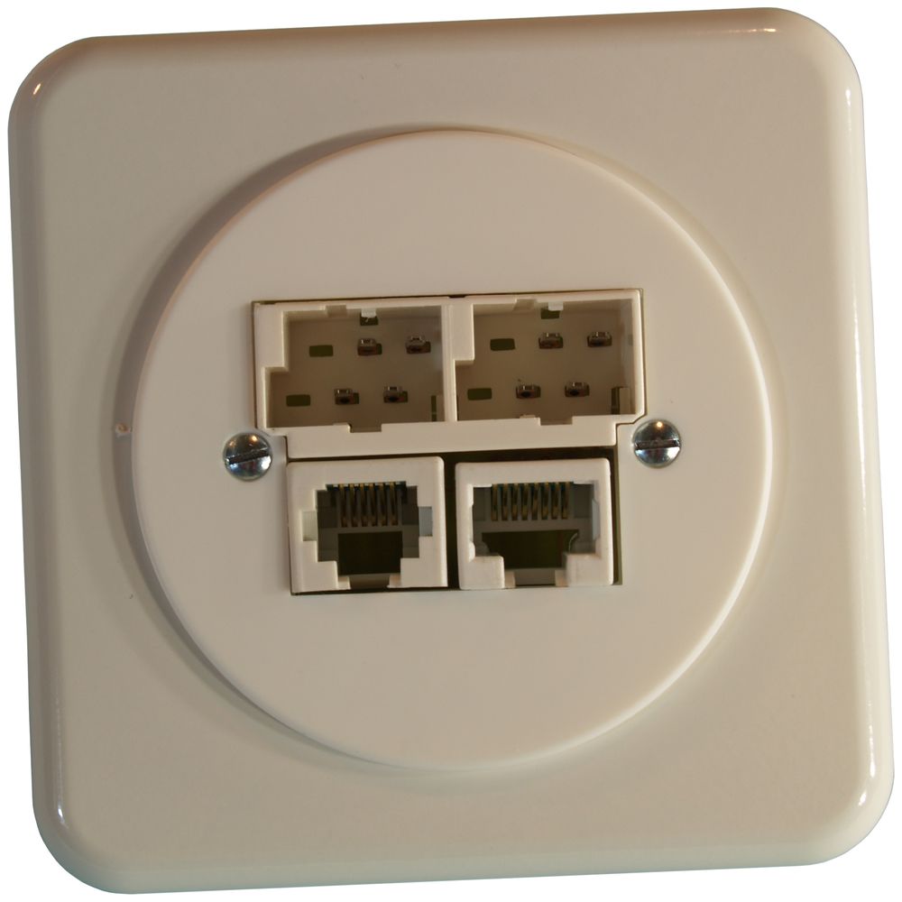 UP-Anschlussdose ADSL 2×TT/RJ45/RJ11/u ITplus weiss