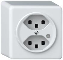 Presa AP origin 2×tipo 23 lum.verde 16A 230V 88×88×54mm bianco