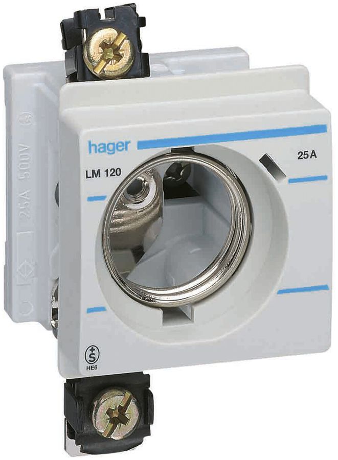 EB-Sicherungselement Hager DII 25A m.Frontabdeckung f.Einbautiefe 44mm L oben