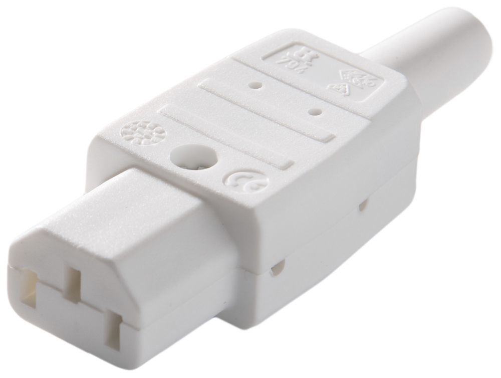 Prise d'appareils type C13 (F) ELBRO 10A 230VAC droit max.70°C blanc IP20