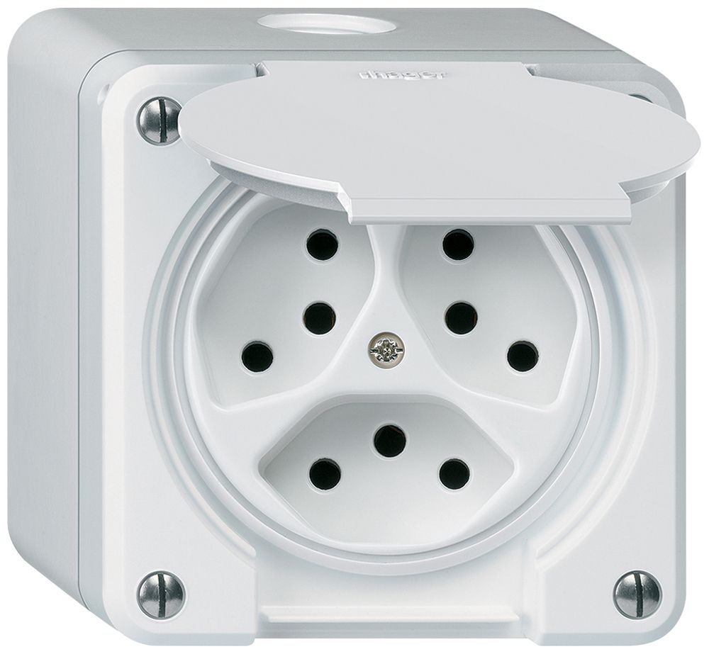 Presa AP robusto 3×tipo 13 bianco