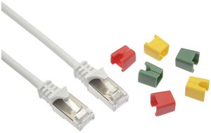 Câble patch RJ45 Ceconet Thin, cat.6A S/FTP, rond, codable, blanc, 2m