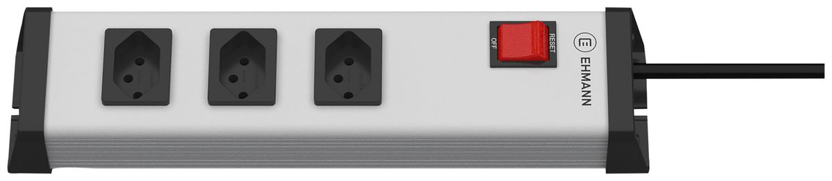 Steckdosenleiste Steffen EHMANN 3×T13 10A 250V 3m Kunststoff grau
