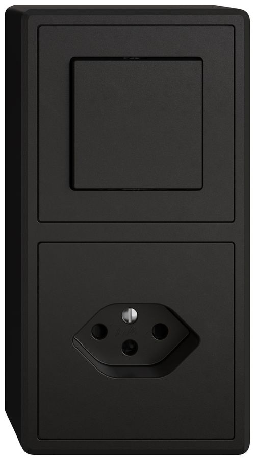 Combinazione AP EDIZIO.liv SNAPFIX® 2×1 140×74mm schema 3/1L+1×T13 nero