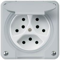 UP-Steckdose robusto 3×Typ 13 grau für Kombination