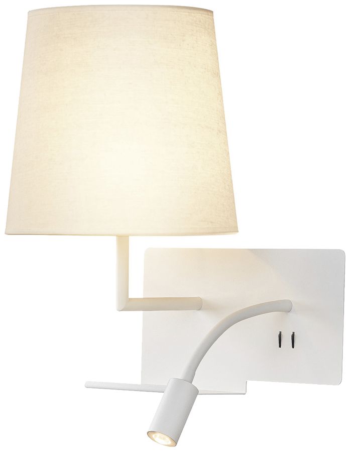 Applique SLV SOMNILA FLEX LEFT E27 40W c.lpda di lettura LED 1.2W e USB bianco