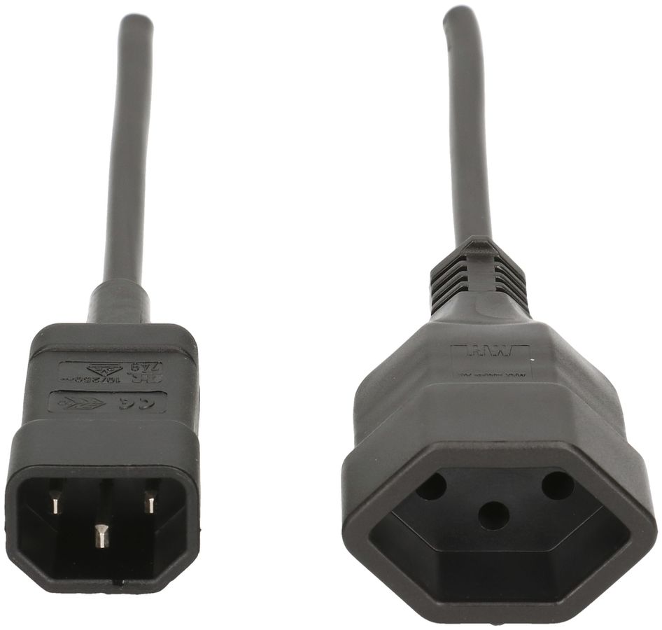 Apparatekabel MAX HAURI C14/T13 Td 3×1mm² 2m schwarz